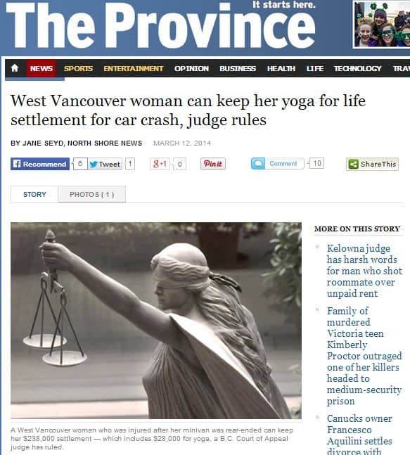 west vancouver woman can keep her yoga for life